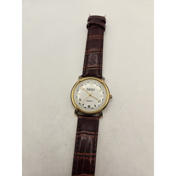 Vintage Guess 1988 Gold Tone Unisex White Dial Watch. New Battery + Band main image 4